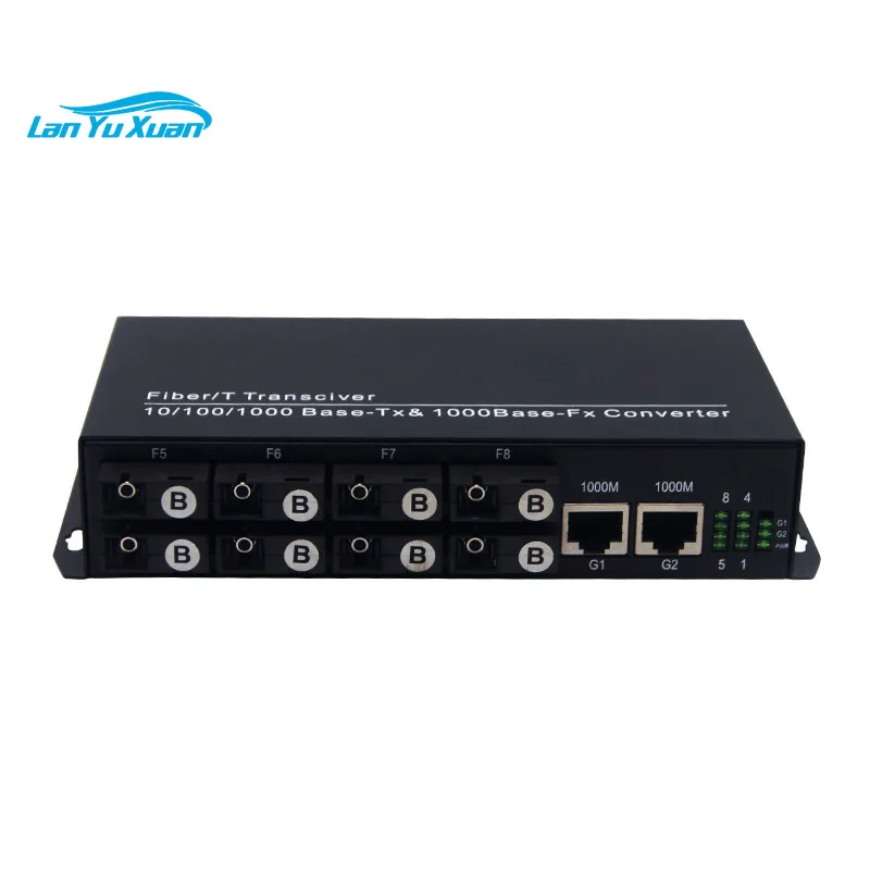 Unmanaged Gigabit 8 SC Fiber 2 RJ45 3KM Uplink Fiber Aggregation Switch Ethernet Fiber Media Converter for IP Camera Monitoring
