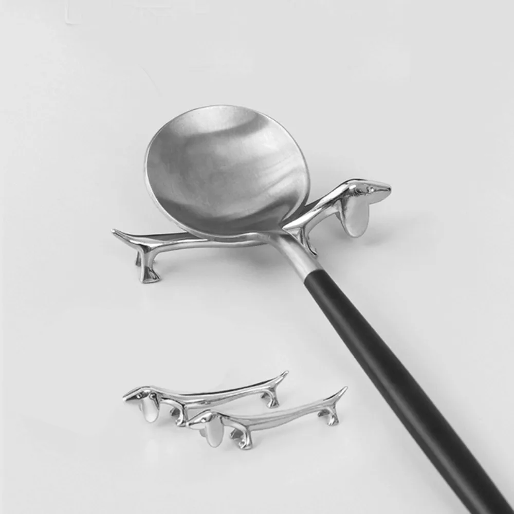 Dinner Table Supplies Zinc Alloy Cutlery Bracket Holder Silver Fawn /Little Dog Shape Cutlery Storage Cute Tableware Rack Holder