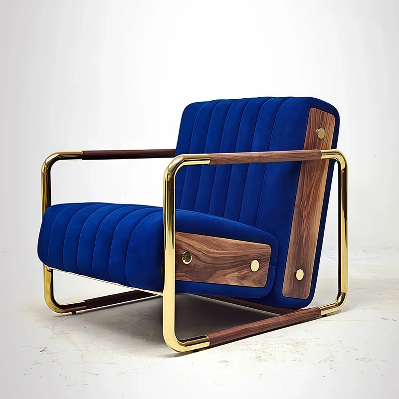 

Italian-style Modern Durable Eco-Friendly Upholstered Stainless Steel Velvet Armchair Soft Design Apartment Villa Living Rooms