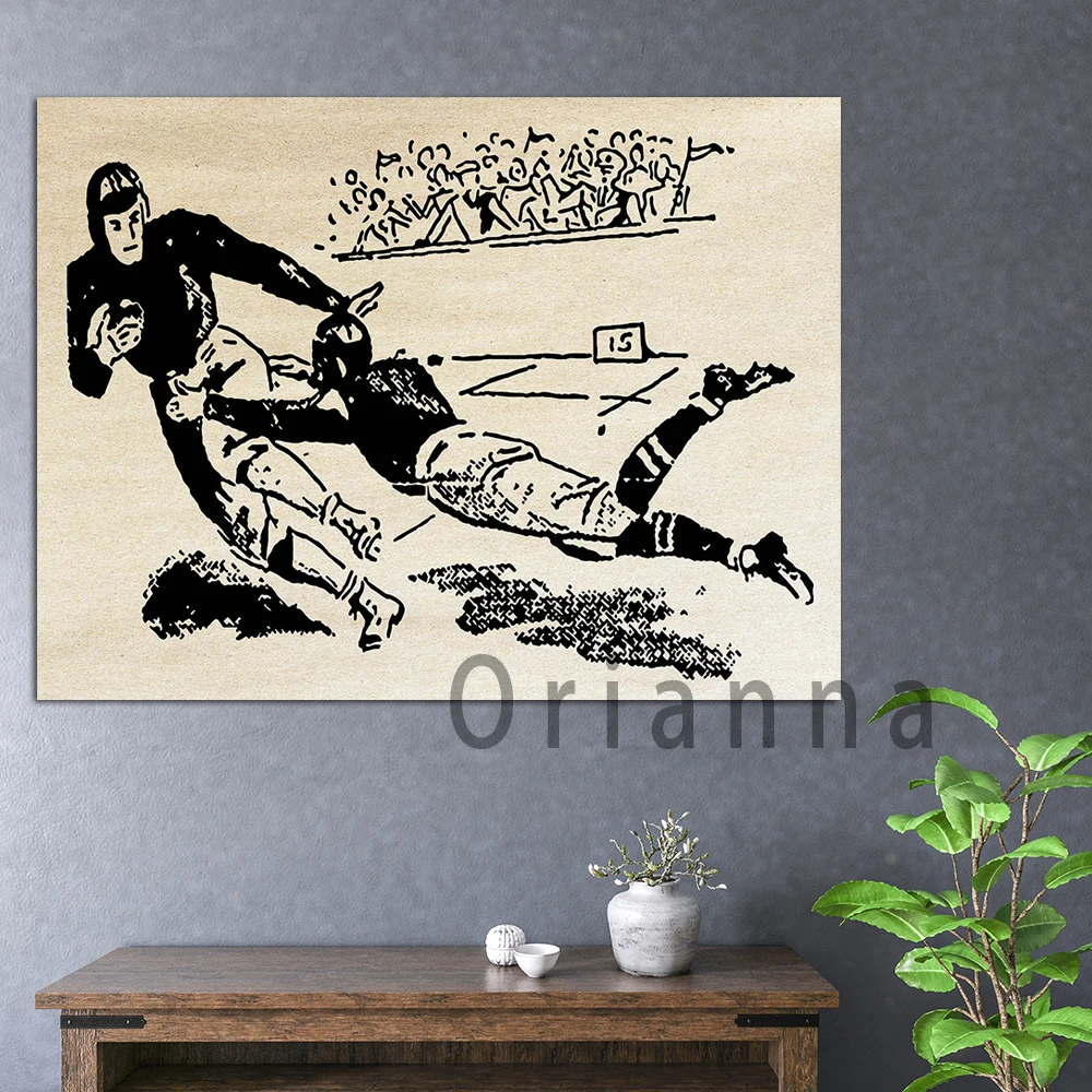 Vintage Sports History Football 1940s Wall Art Canvas Prints Posters Living Room Game Room Decor Painting Football Lover Gifts