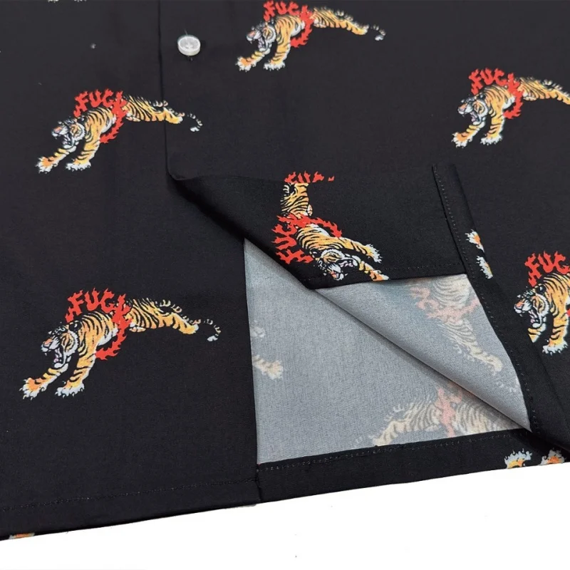 WACKO MARIA High Quality Summer Heavenly Tokyo Full Print Ring of Fire Tiger Totem Hawaii Short Sleeve Shirt