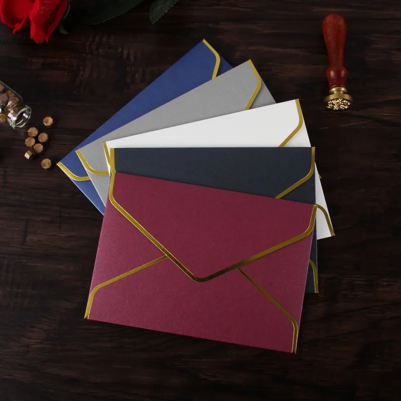 50Pcs 12.5x17.5cm Colored Paper Envelope Bronzing Pearl Envelopes for Wedding Invitation Scarf Packaging Envelope Bag Stationery