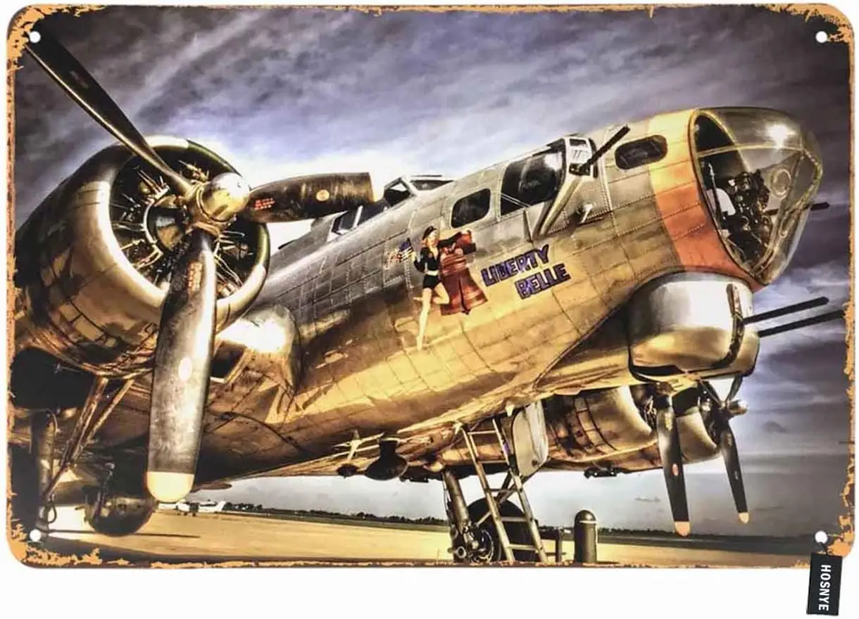 HOSNYE Transport Aircraft Tin Sign Vintage Metal Signs for Men Women Wall Art Decor Home Bars Clubs Cafes -aluminum