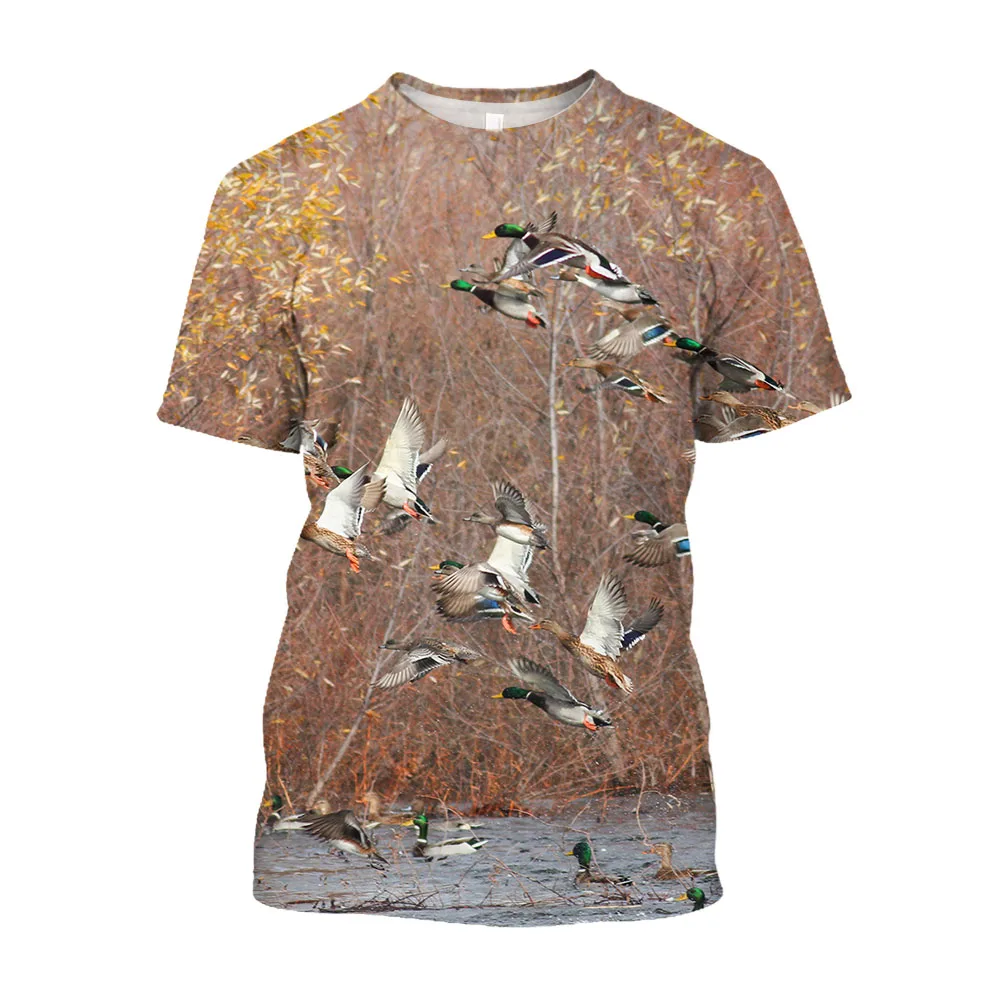 Summer New Wild Duck graphic t shirts Men Casual Outdoors Hunting Camouflage Fun Printed Personality O-neck Short Sleeve Tee Top