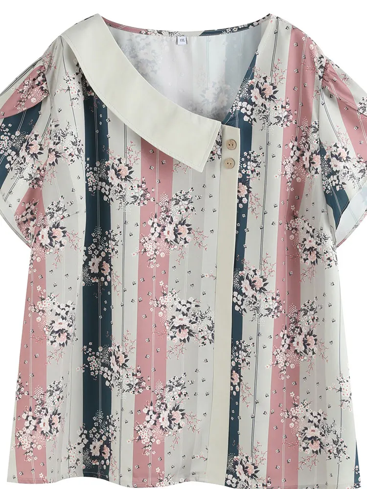 เสื้อเชิ้ตขนาดบวกของผู้หญิง ฤดูร้อน เสื้อเชิ้ตหรูหรา เก๋ไก๋ เสื้อเชิ้ตแฟชั่นสตรีลําลอง