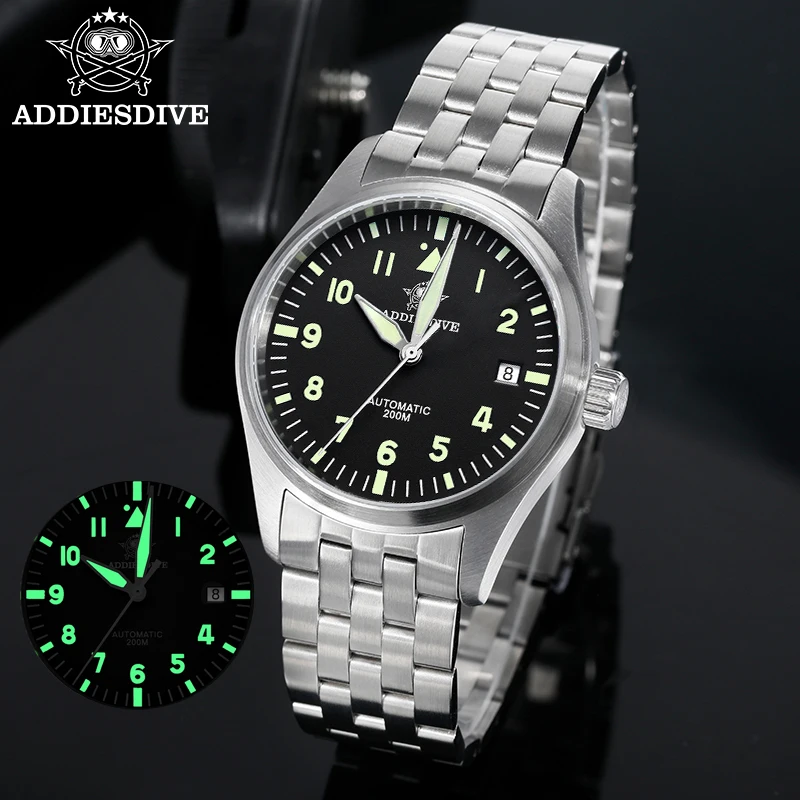 ADDIESDIVE Watches For Men Luxury Business Leisure Automatic Mechanical Men's Watch Fluorescent Waterproof 8215 316L Stainless
