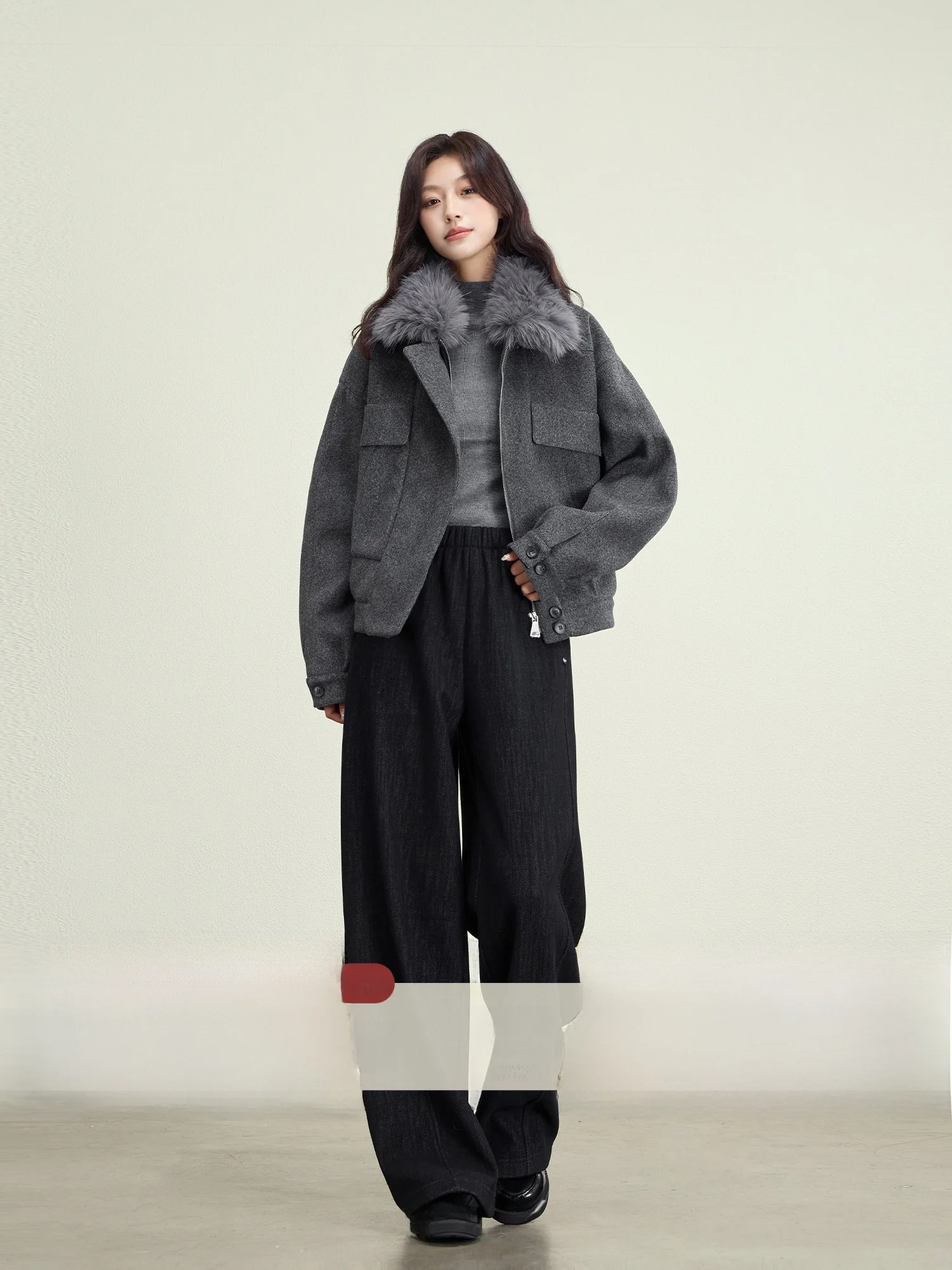 

Широкие брюки Rise of the Small Bla из ацетатной шерсти, женские свободные повседневные брюки с высокой талией, утягивающие, осенне-зимние