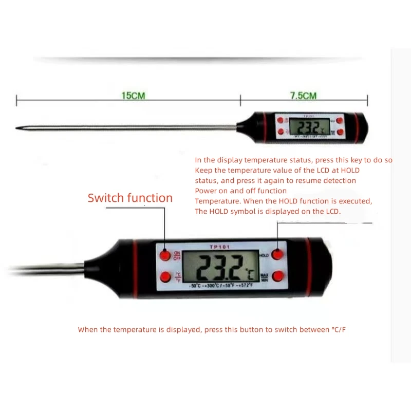 Photography aids digital thermometer for darkroom operation to measure liquid temperature, Ye Keer for meat, water, milk, cookin