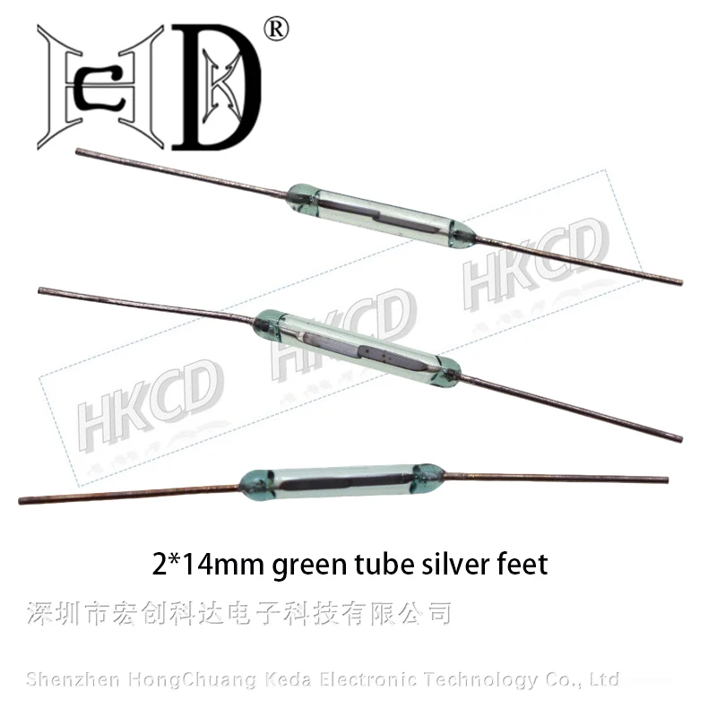 10pcs Dry reed switch normally open MKA14103 white tube silver leg green tube silver leg 2 * 14mm magnetic control switch