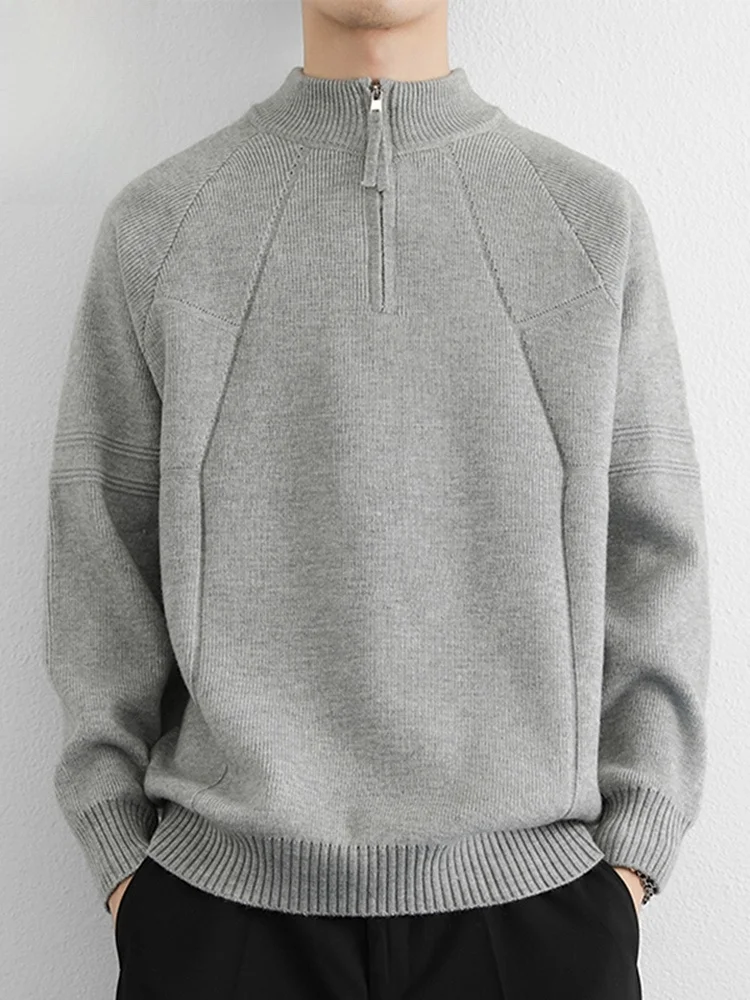 

Мужской утепленный вязаный свитер на молнии, новинка зимы, повседневный свободный крой, с длинными рукавами, молодежный стиль