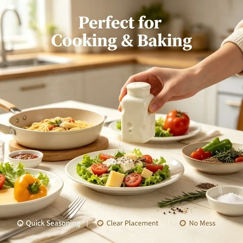 Nordic Creative Ceramic Cheese Pepper Bottle 2 Pcs Set Simple White Porcelain Seasoning Jar Salt Cumin Storage Kitchen Decor