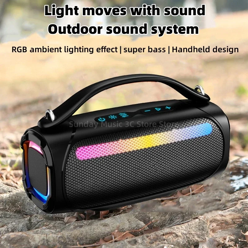 60W high-power outdoor karaoke subwoofer wireless Bluetooth speakers  portable stereo high-quality RGB color lights audio system