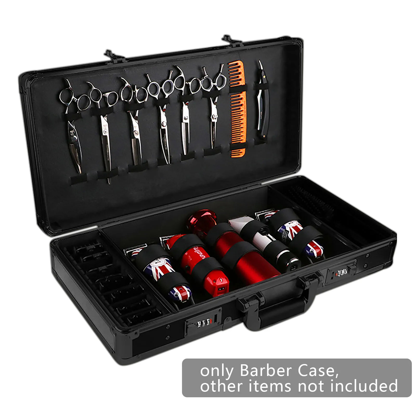 Bymaocar Traveling Barber Tools Bag Organizer Suitcase Clipper Trimmers Scissors Combs Storage Holder Stylist Carrying Case