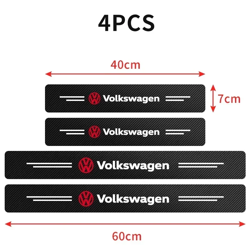 Carbon Fiber Car Door Sill Threshold Anti Protective Sticker Decals For Volkswagen Abarth JEEP Fiat Volvo Jaguar Honda MG Nismo view 3