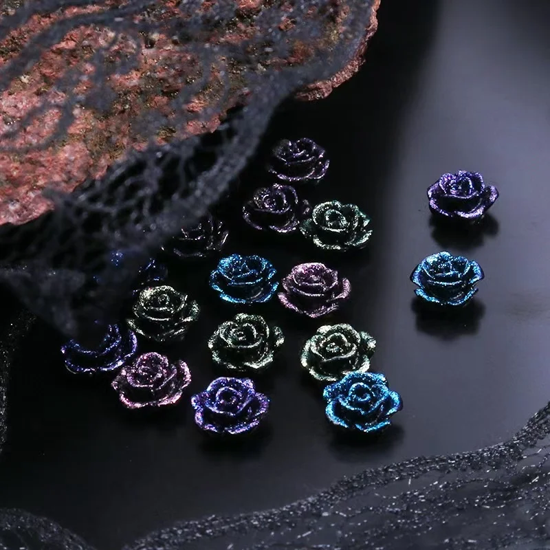 20/50/100PCS/8MM Retro Nail Art Camellia Accessories Dark Three Dimensional Rose Blossoms Nail Accessories Decoration