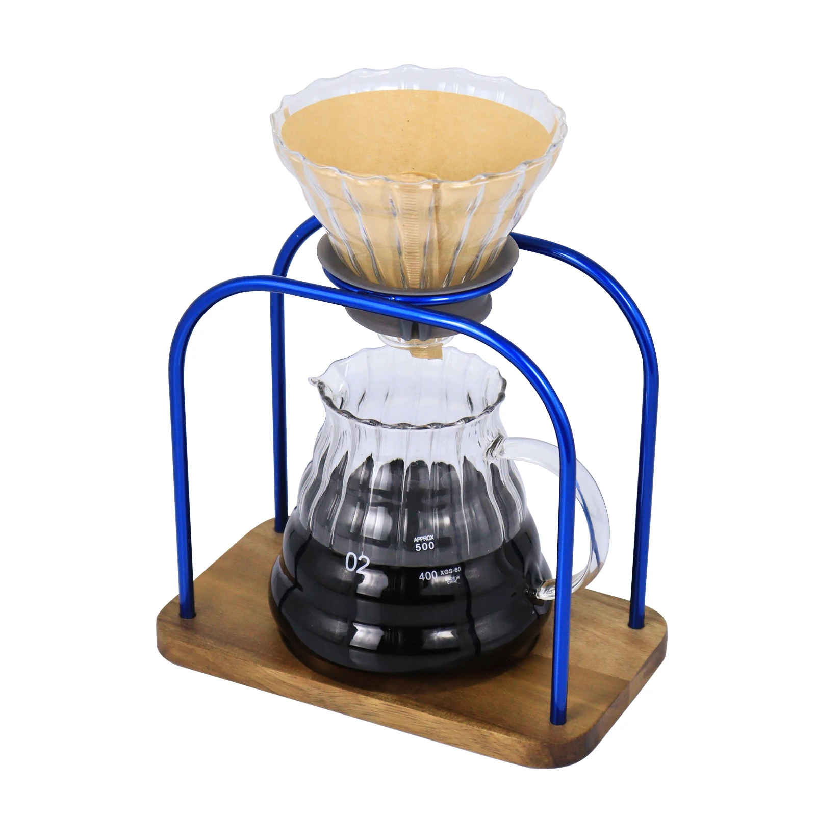 

Coffee Maker Kit Pour Over Coffee Maker set with Metal Drip Stand Glass Server Coffee Filters Packing Bag for Home Outdoor