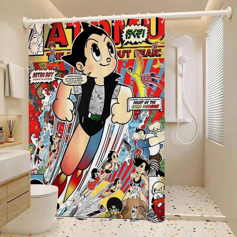 Astro Boys Poster Movies Pattern Bathing Curtain Bathroom Shower Curtain Waterproof With 12 Hooks Home Deco