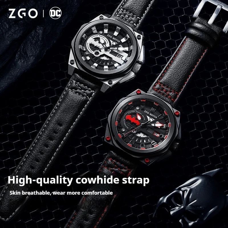 Batman Watch Male Students Glow-In-The-Dark Hollow Design Trend Double Hollowed Out Men Automatic Mechanical Watch Holiday Gift