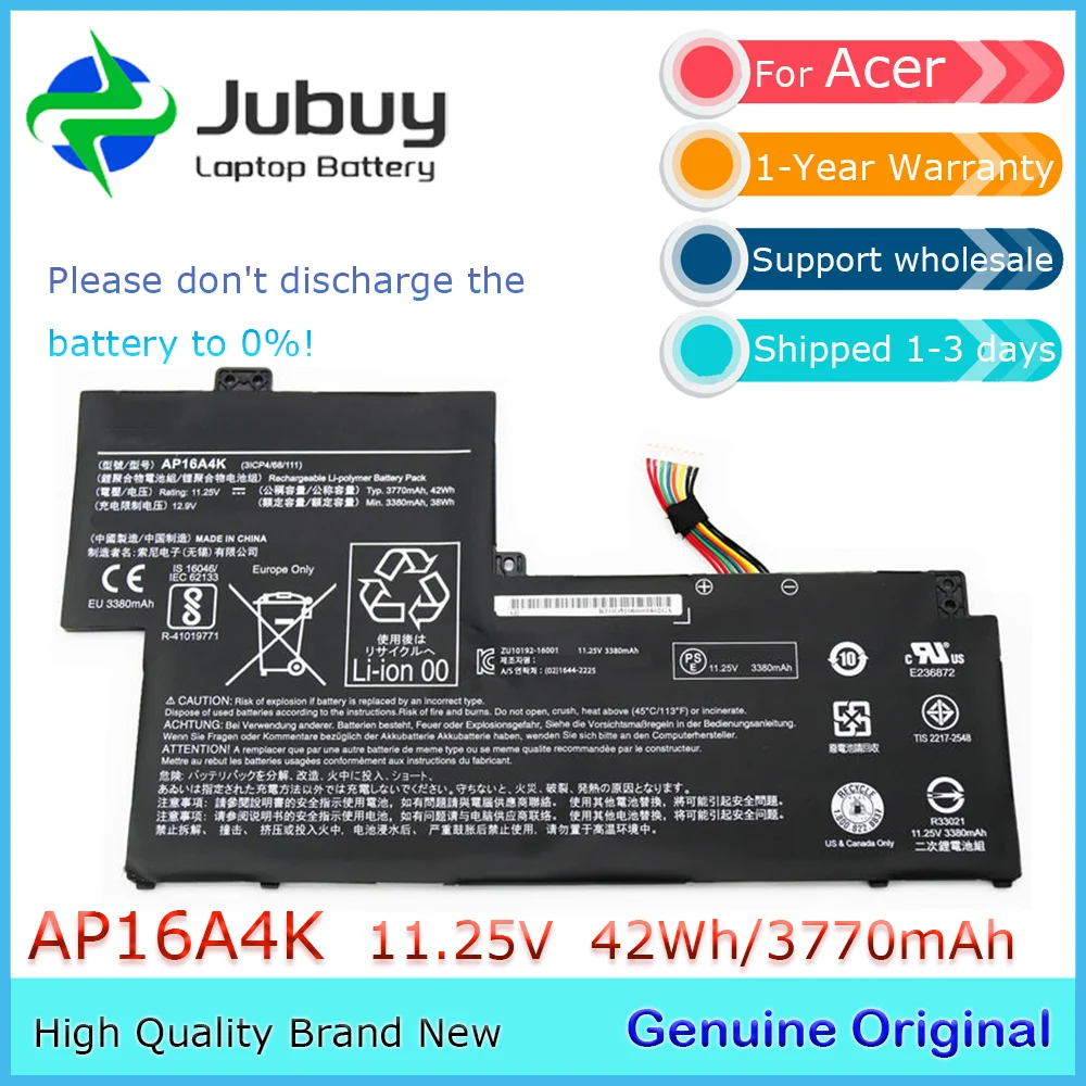 AP16A4K 11.25V 42Wh Original Laptop Battery for Acer Swift 1 SF113-31 ASPIRE AO1-132 N16Q9