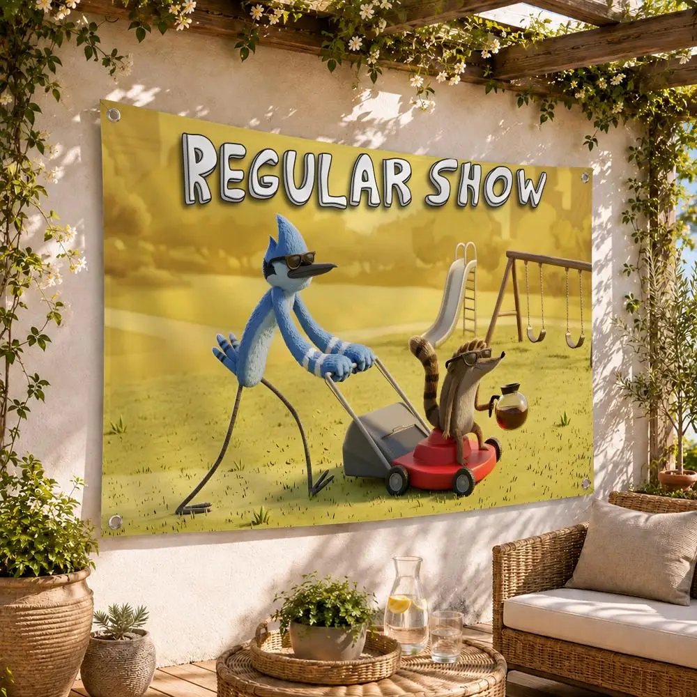 Regular Show Cartoon Flags Flag Soft skin-friendly Durable Tapestry Outdoor party Home living room bedroom Decoration