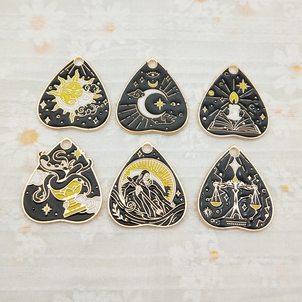 10pcs Tarot Sun Moon Witch Jewelry Charms Diy Making Accessories Earring Keychain Bracelet Pendant Alloy Metal Gold Plated
