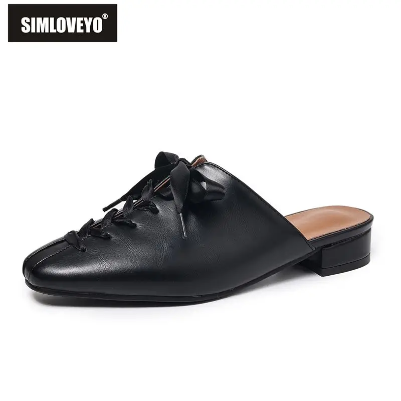

Женские туфли-мюли SIMLVOEYO с круглым носком, на плоской подошве, с бантом-бабочкой, большие размеры 44, 45, повседневная уличная женская обувь на осень