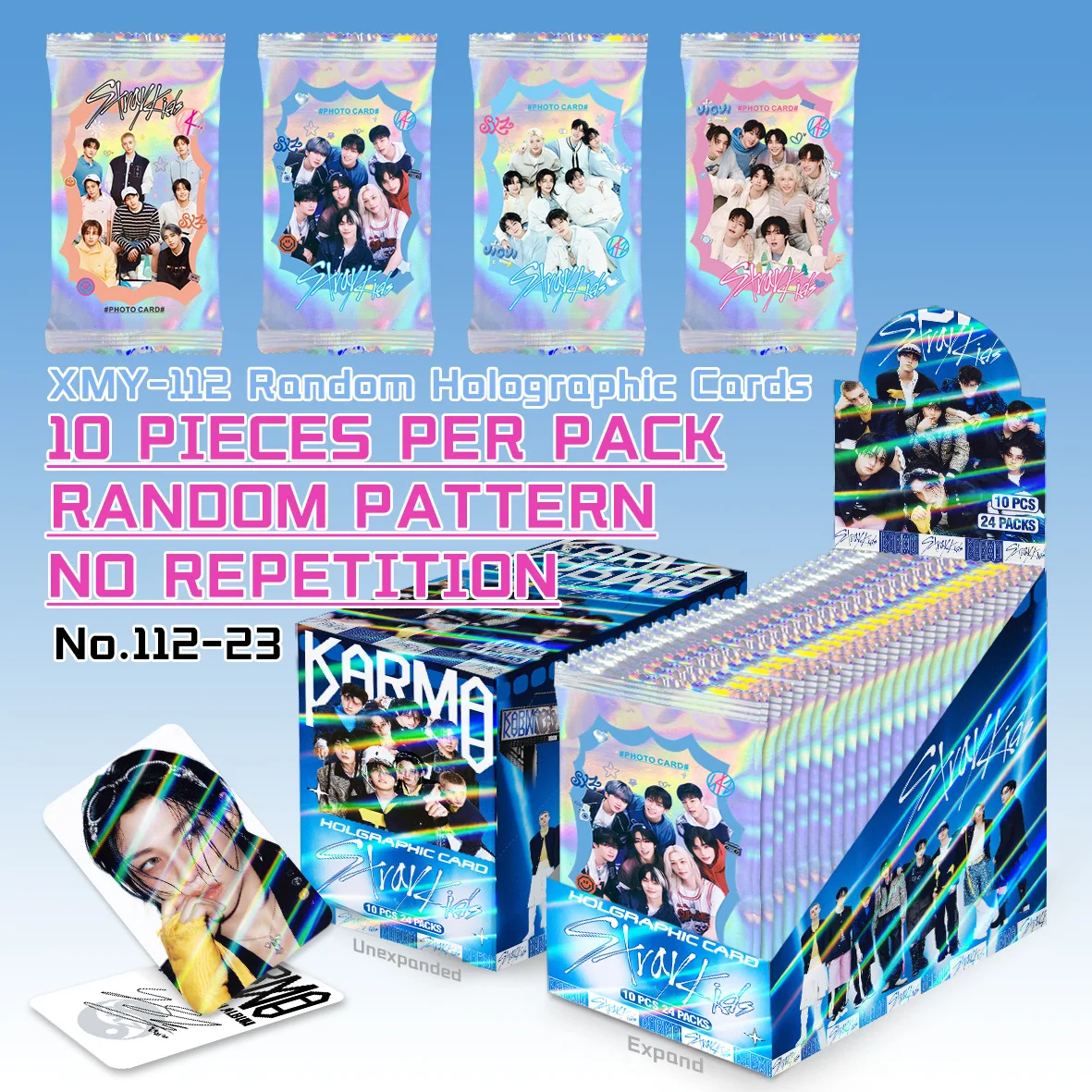 24er-Pack/Box Stray Kids Laser Collection Gedenkkarte Blind Box Blind Bag SKZOO Laser Plastiktüte Star Collection Card