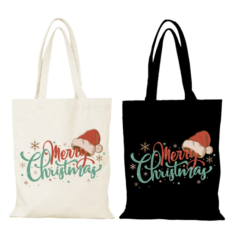 Merry Christmas the Tote Bag Woman New Year Gift Cartoon Cloth Bags Sac De Courses Women's Shoulder Bag Eco Shopper Handbags Man