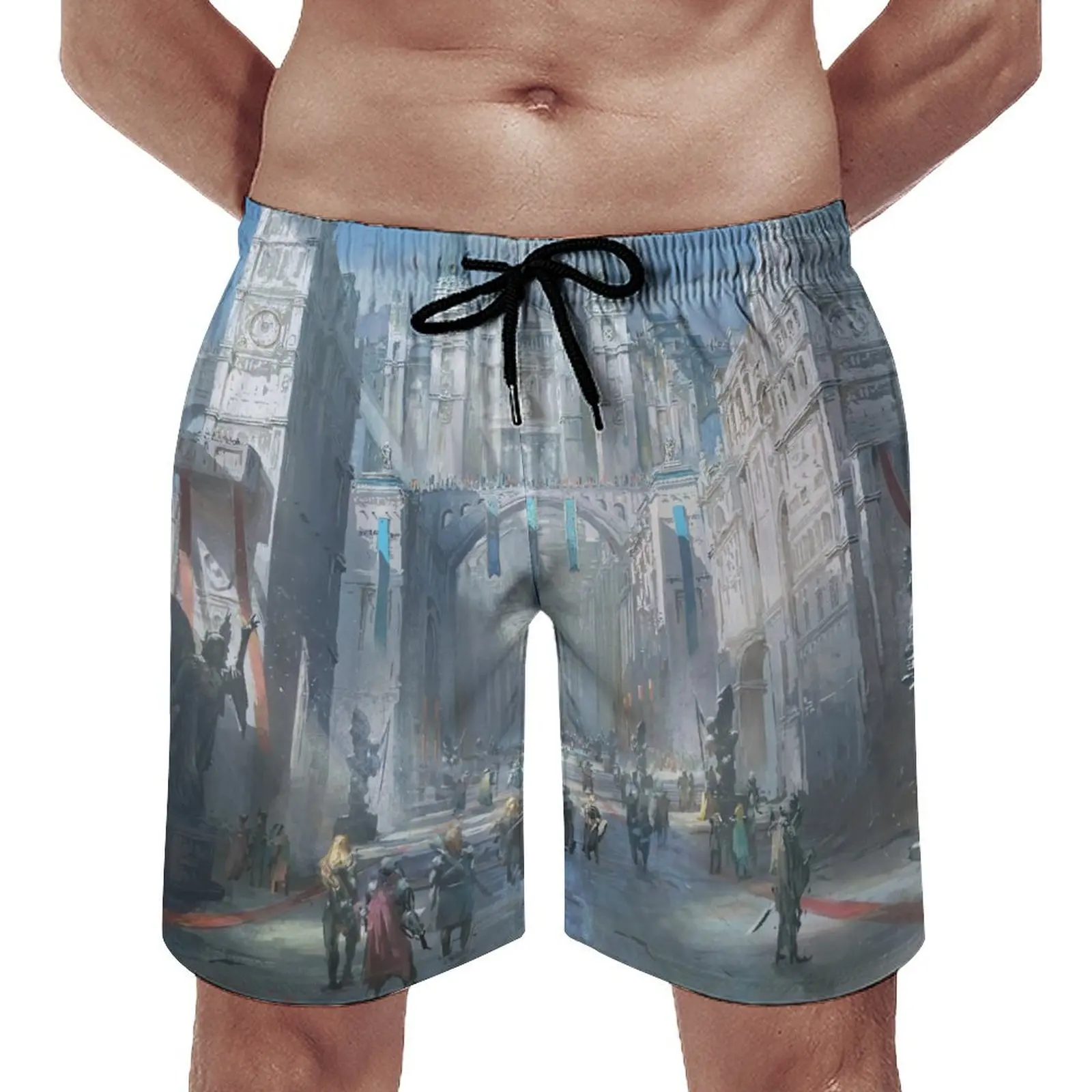 

Мужские летние модные дышащие Непринужденные повседневные пляжные шорты с абстрактным изображением картин маслом и принтом из пяти точек можно носить