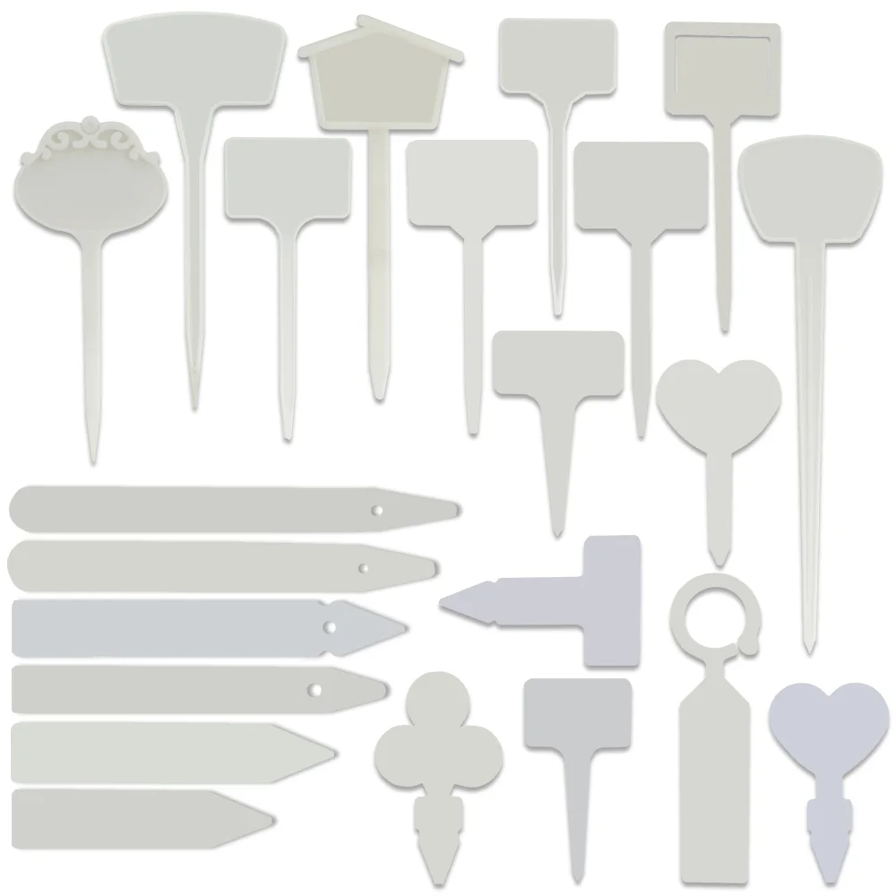 다양 한 스타일 흰색 플라스틱 식물 레이블 방수 재사용 가능한 정원 레코드 태그 보육 꽃 재배자 야채 마커 말뚝