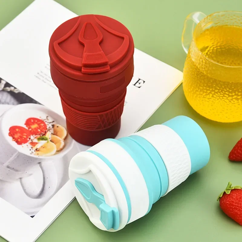 Collapsible Water Bottle 12oz Leak-Proof Reusable Silicone Travel Cup Drink Bottle Glass cup Insulated tumbler Plastic flask