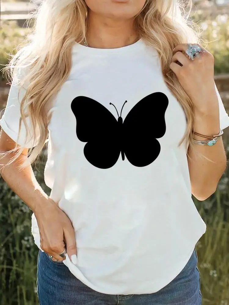 

Tee Print Women Summer Cartoon Shirt Female Short Sleeve T Top T-shirts Graphic Butterfly Lovely Trend Cute Fashion Clothing