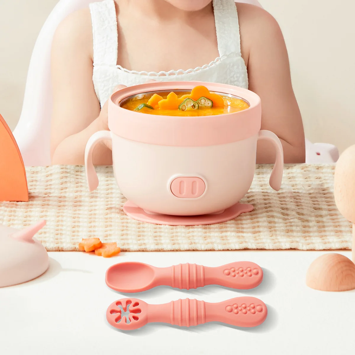 2P Baby Silicone Grinding Training Spoon Baby Feeding Complementary Food Rice Paste Double Headed Soft Spoon Sticky Licking Rod