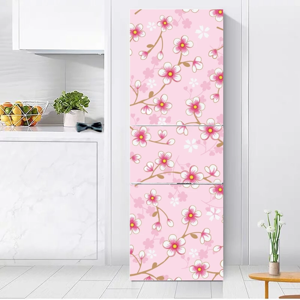 

Cherry Blossom Sakura flower self-adhesive refrigerator sticker decorative pattern refrigerator door PVC waterproof wall sticker