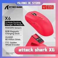 Attack Shark X6 Tri-Mode Connectivity Wireless Bluetooth Mouse RGB Touch Magnetic Charging Dock Macro Gaming Mouse PAW3395 2.4G