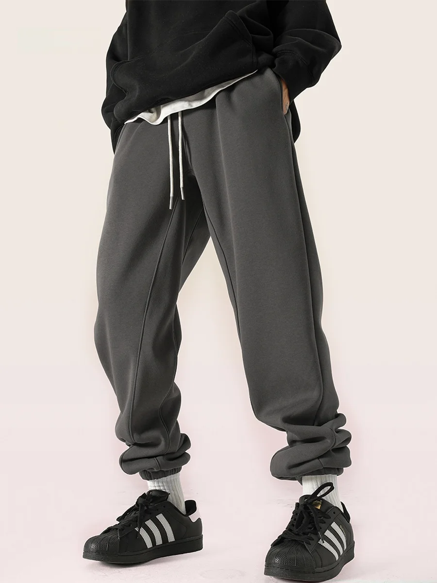 

Heavyweight American Sle Men's Fce Lined Baskeall Pants Autumn Winter New Arrival Cuffed Long Sports Trousers