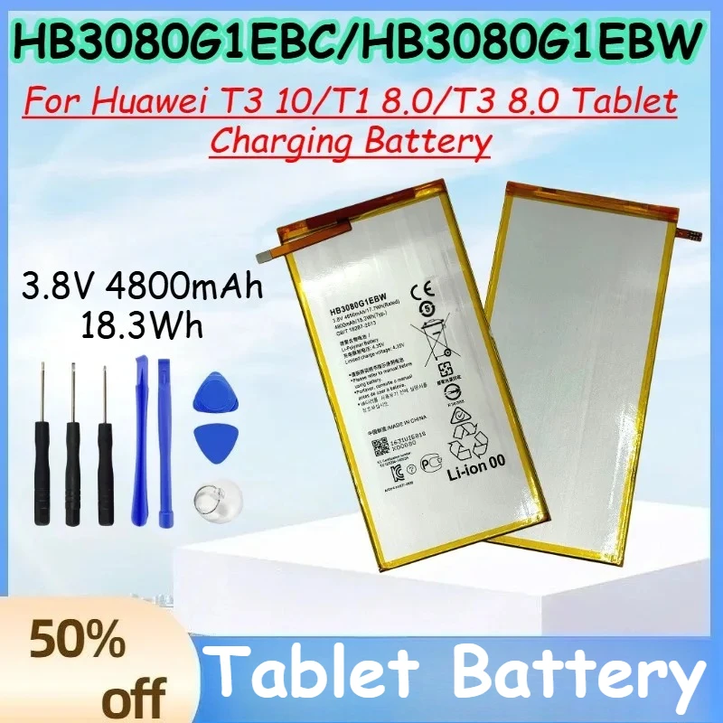 

HB3080G1EBC/HB3080G1EBW 3.8V 4800mAh 18.3Wh Battery for Huawei T3 10/T1 8.0/T3 8.0 Tablet Charging Battery +Free Tools