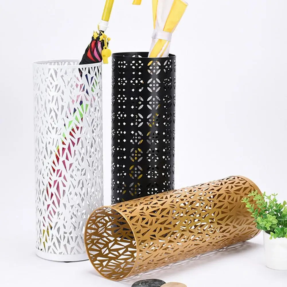 Umbrella Bucket Outdoor Round Umbrella Stand Rack Storage Holder Metal Umbrella Stand Rack with Compact Design Organizer Bin