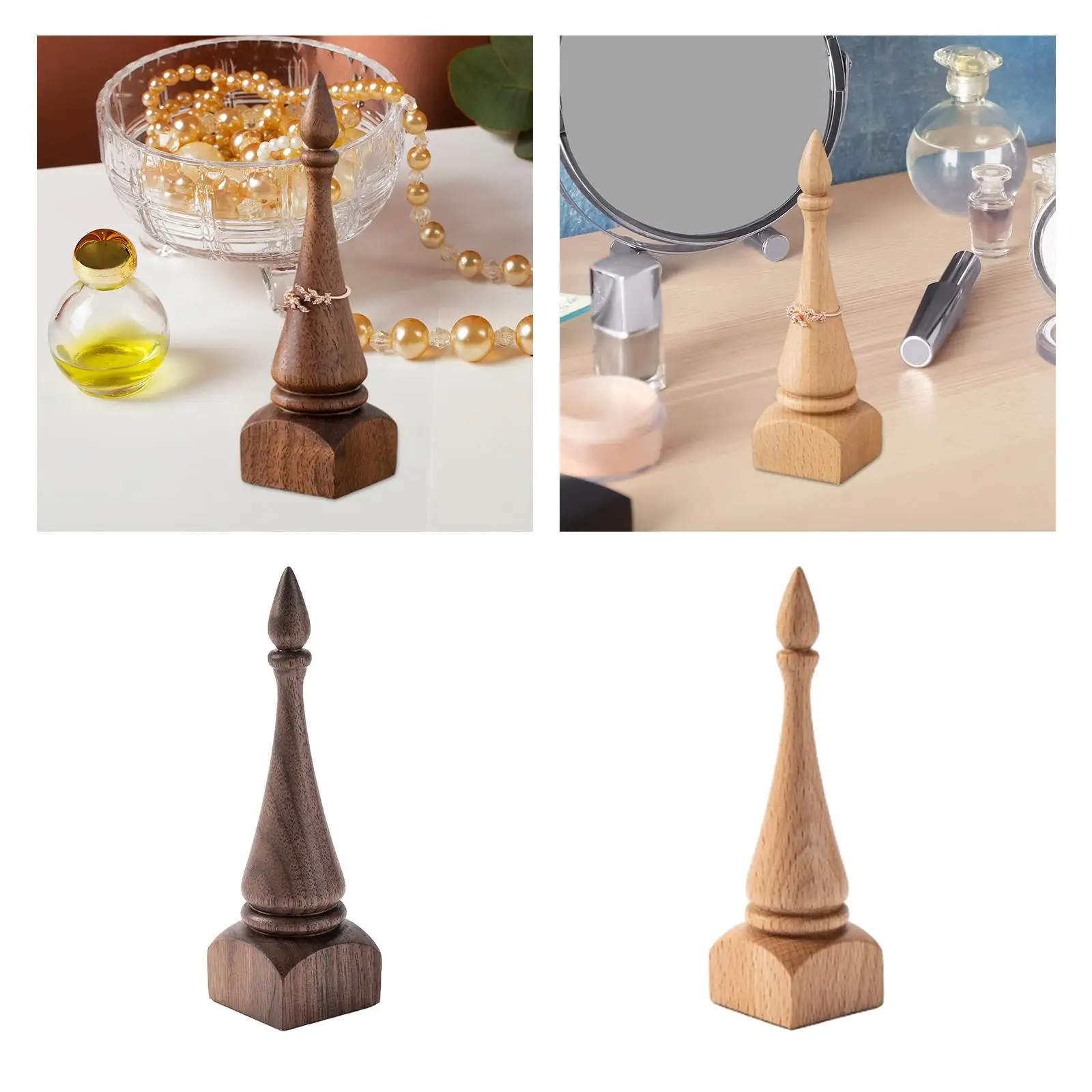 Ring Display Stands Wood Showcase Jewelry Holder for Countertops Wedding Gift