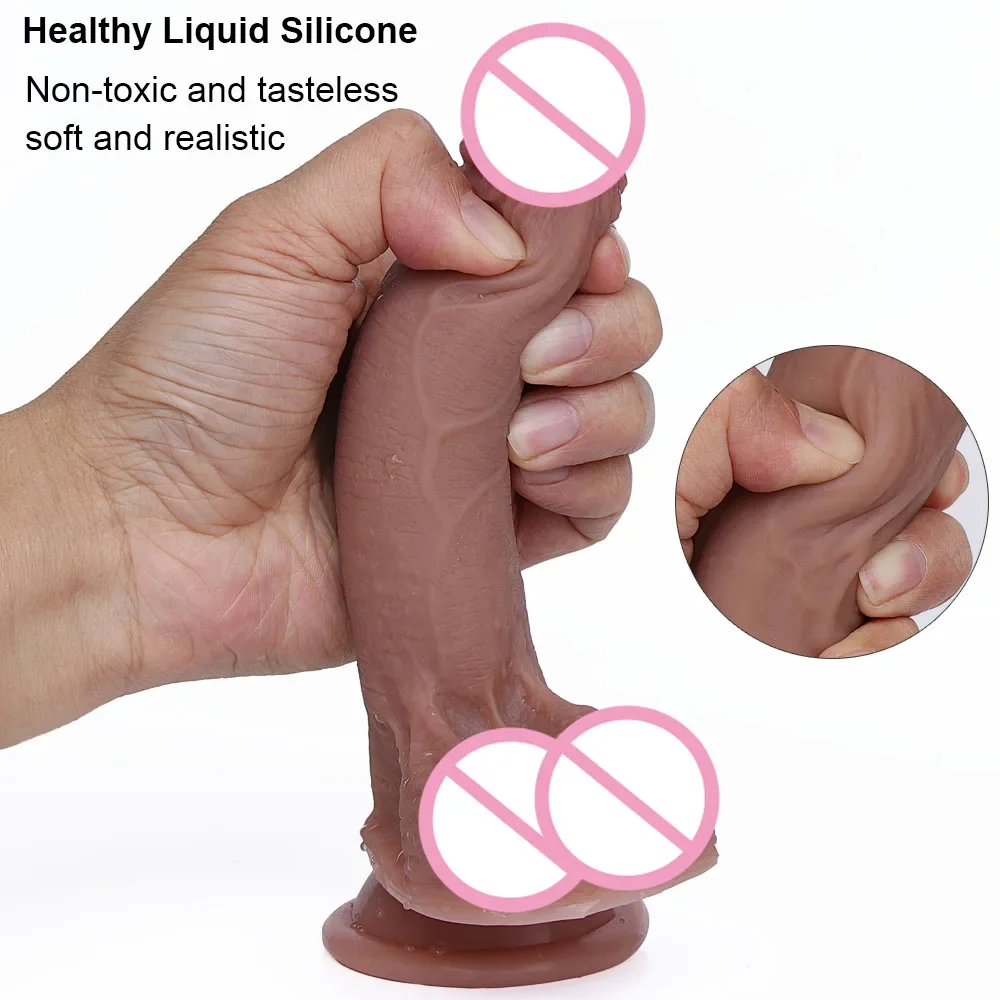 Enorme Realista Silicone Dildo para Mulheres, Penis Dong, Ventosa, Masturbação, Lésbicas, Brinquedos Sexuais Anal, Adultos 18 +, 7/8\