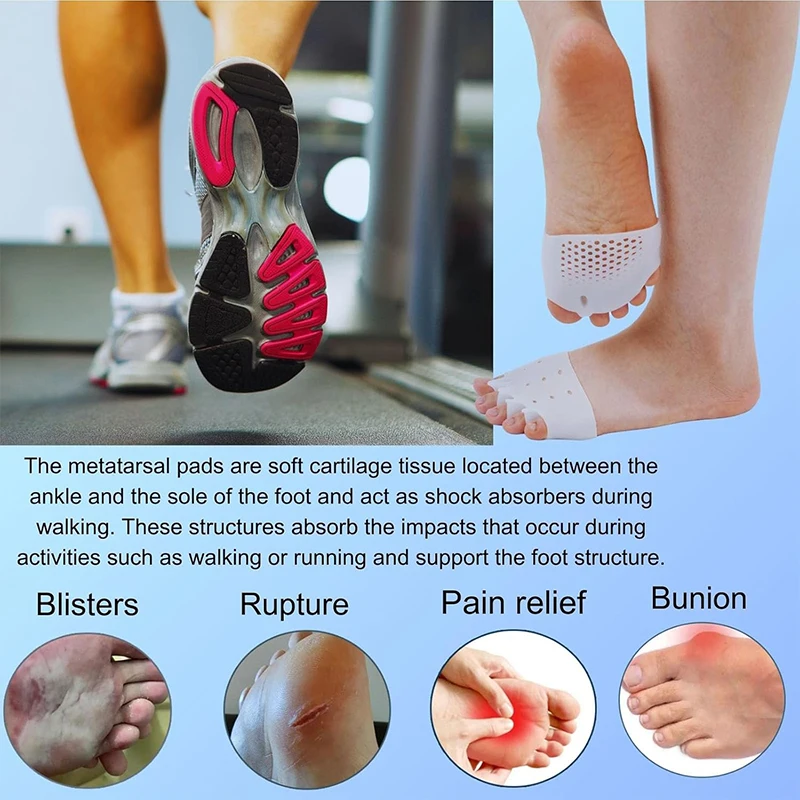 앞발 패드 신발 패드 실리콘 깔창 정형 외과 편안한 통증 완화 신발 깔창 여성 발가락 분리기 발 관리 쿠션