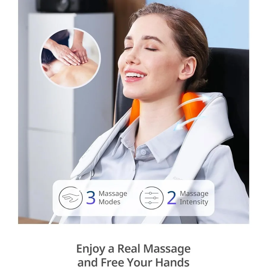 Massaggiatore Shiatsu senza fili per collo e schiena con calore per alleviare il dolore: 10 minuti x 12 usi 3 modalità di massaggio 2 livelli di intensità 3D Knea