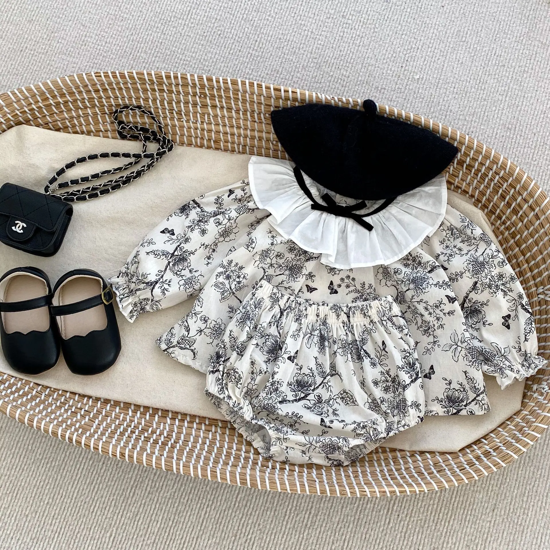 Baby Clothing Sets Spring Autumn Fashion Baby Girls Suit Long Sleeve Shirts+Shorts Newborn Girls Princess Two Piece Outfit Set