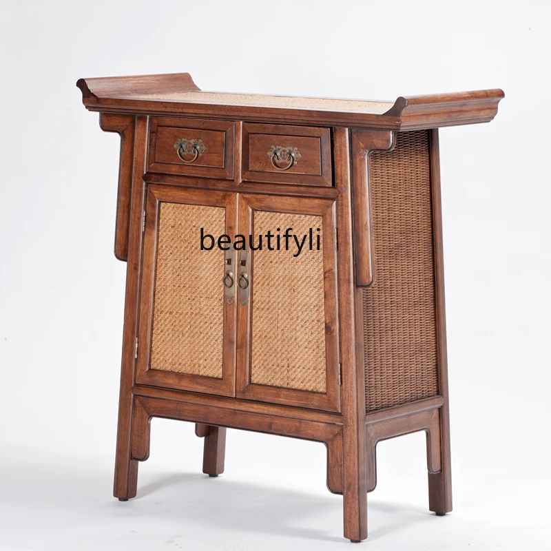 

Rattan Altar Buddha Shrine Solid Wood Living Room Middle Hall Cabinet against the Wall a Long Narrow Table