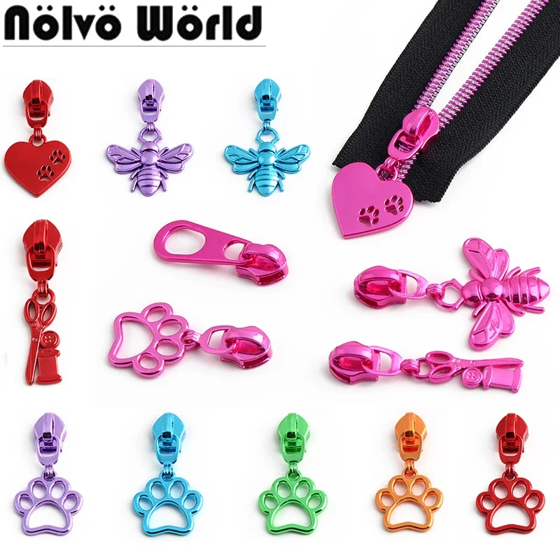 5/40/100PCS Red/Blue/Green/Purple/Pink 5# Nylon Zippers Pullers Sliders For Bags Sewing Luggage Handbag Zippers Tape Accessories