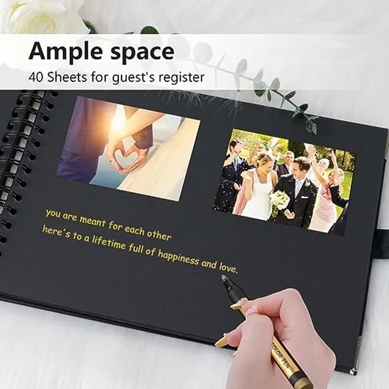 Signature Wedding Guest Book Elegant Hardcover Album Book Wedding Reception Sign in Baby Shower Funeral Graduation Birthday