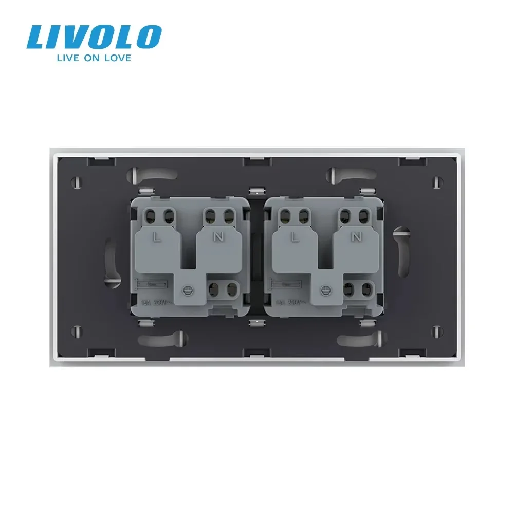 LIVOLO Double Power Socket 16A Outlet Converter,Tempered Glass Panel, AC 100~250V Israel Plug for Home Improvement