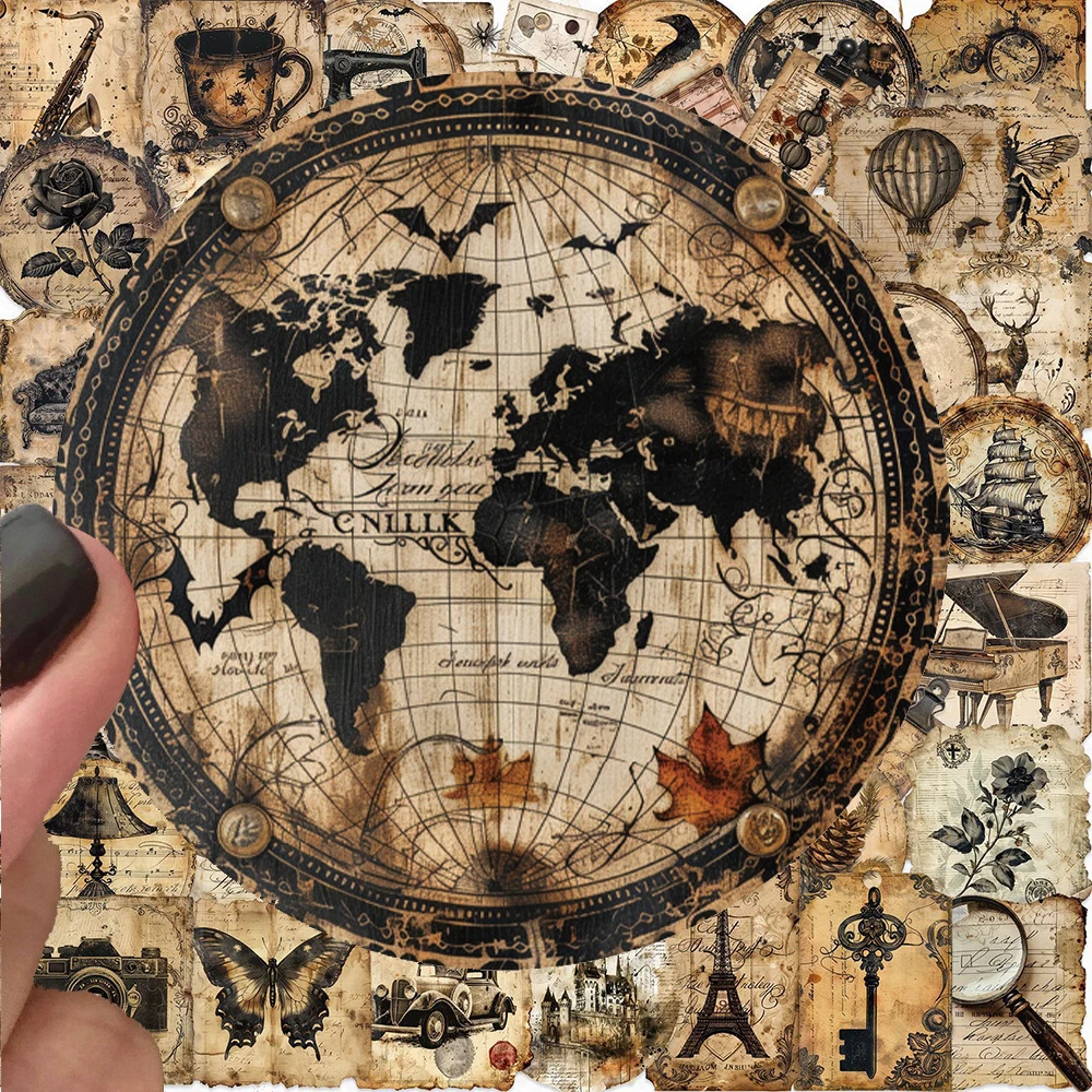 

10/30/50pcs Transparent Vintage Label Stickers Design Manuscript Cartoon Decals DIY Phone Helmet Luggage Cool Artsy Sticker Pack