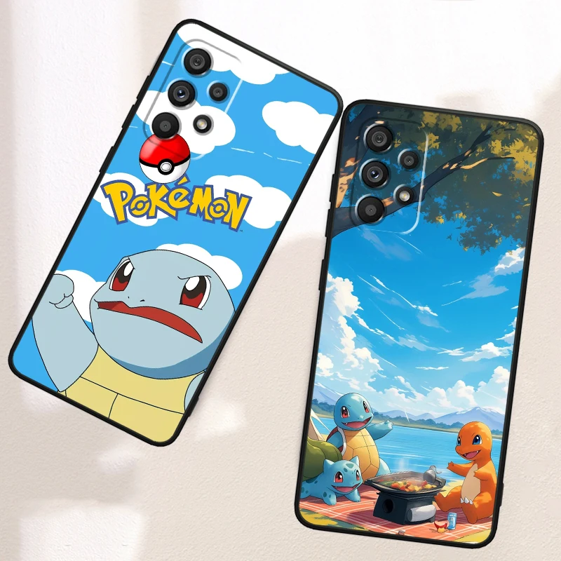 Pokemon Johnny Turtle Cute For Samsung Note 20 10 Ultra Plus A31 A14 A12 A70 A34 A25 A04 A05 A15 A24 5G Black Soft Phone Case