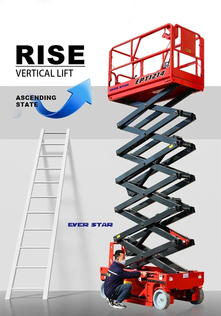 YG Customized 6m 8m 10m 12m Scissor Lift Portable Scissor Lift Elevator Movable Hydraulic Aerial Lifting Platform
